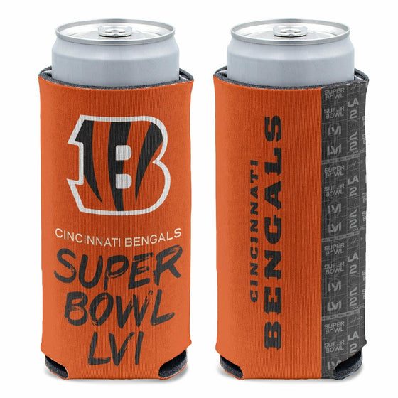 Cincinnati Bengals LVI Super Bowl Participant and AFC Champions Slim Can Koozie - 757 Sports Collectibles