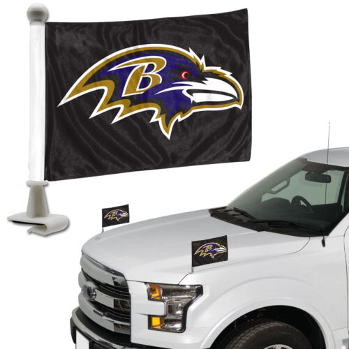 Baltimore Ravens Ambassador Car Flags - 2 Pack Mini Auto Flags, 4in X 6in - 757 Sports Collectibles