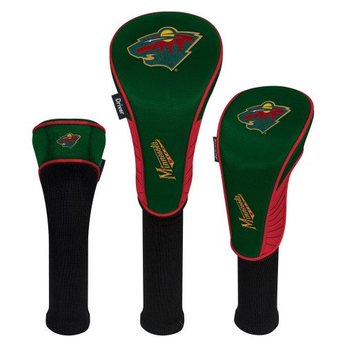 Minnesota Wild Headcovers - Set of 3 -  Driver, Fairway, Hybrid