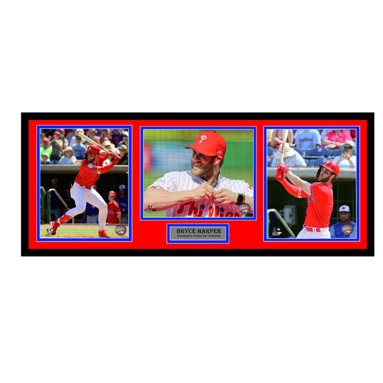 Philadelphia Phillies Bryce Harper 32x14 3 8x10 Photo Deluxe Framed Collage Piece 