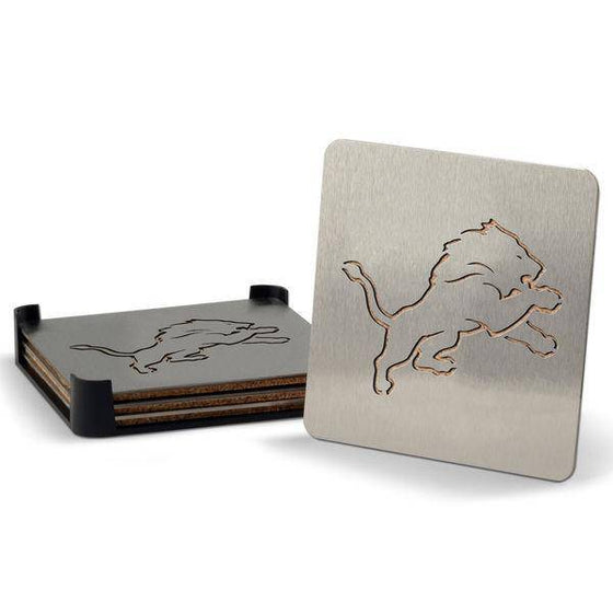 Detroit Lions Boaster Set of 4 Stainless Steel Cork Backed Coasters - 757 Sports Collectibles